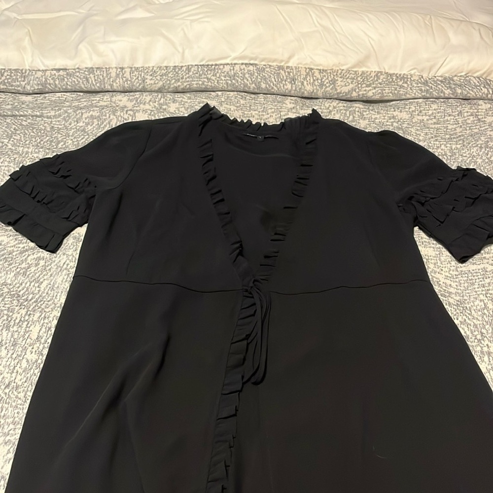 Vici black midi wrap dress